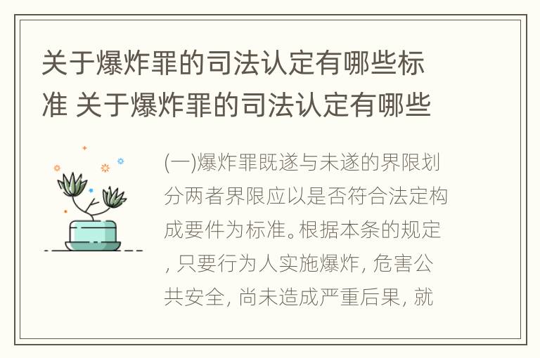 关于爆炸罪的司法认定有哪些标准 关于爆炸罪的司法认定有哪些标准呢