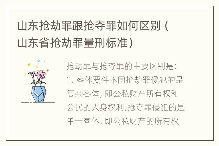 山东抢劫罪跟抢夺罪如何区别（山东省抢劫罪量刑标准）