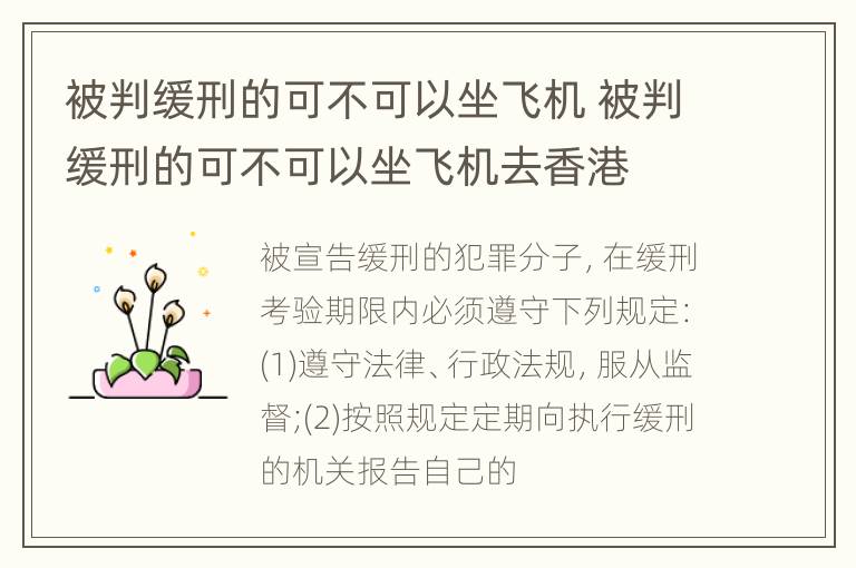 被判缓刑的可不可以坐飞机 被判缓刑的可不可以坐飞机去香港