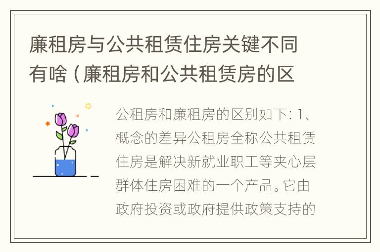 廉租房与公共租赁住房关键不同有啥（廉租房和公共租赁房的区别）