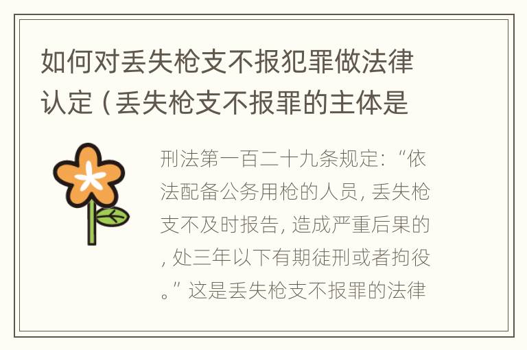 如何对丢失枪支不报犯罪做法律认定（丢失枪支不报罪的主体是什么）