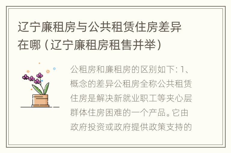 辽宁廉租房与公共租赁住房差异在哪（辽宁廉租房租售并举）