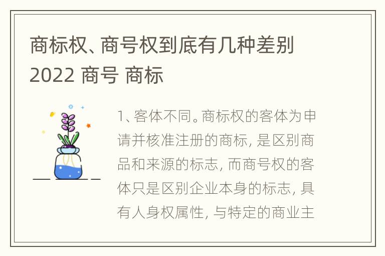 商标权、商号权到底有几种差别2022 商号 商标