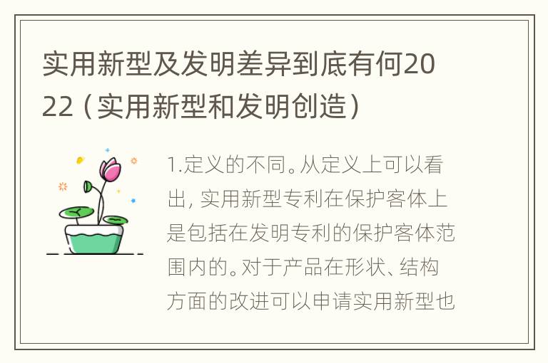 实用新型及发明差异到底有何2022（实用新型和发明创造）