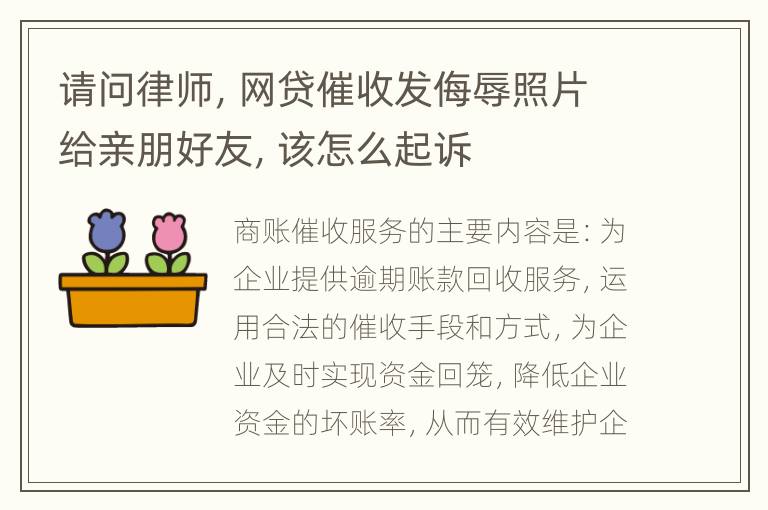 请问律师，网贷催收发侮辱照片给亲朋好友，该怎么起诉