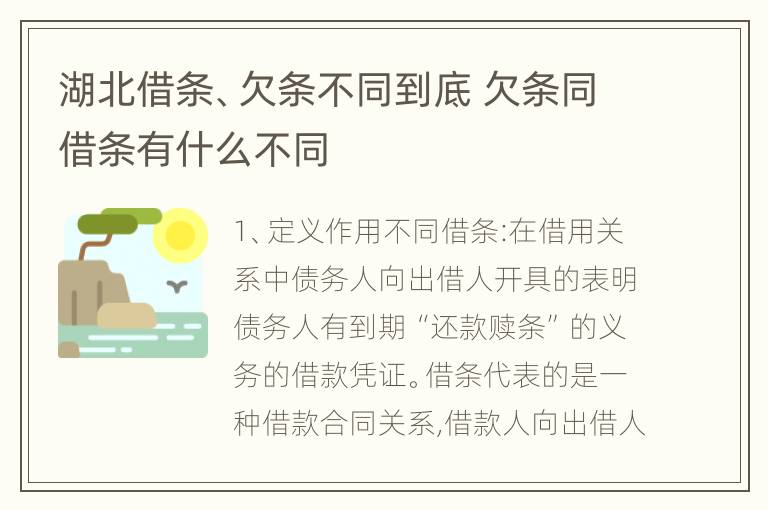 湖北借条、欠条不同到底 欠条同借条有什么不同