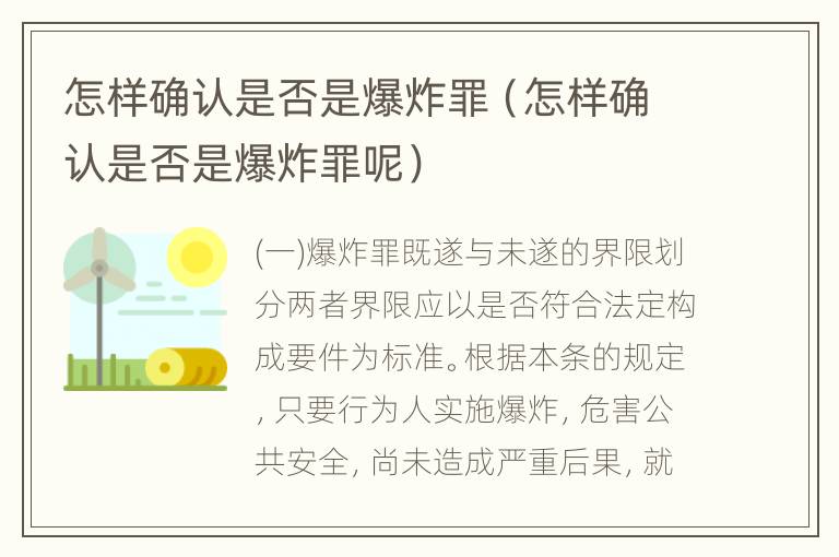 怎样确认是否是爆炸罪（怎样确认是否是爆炸罪呢）