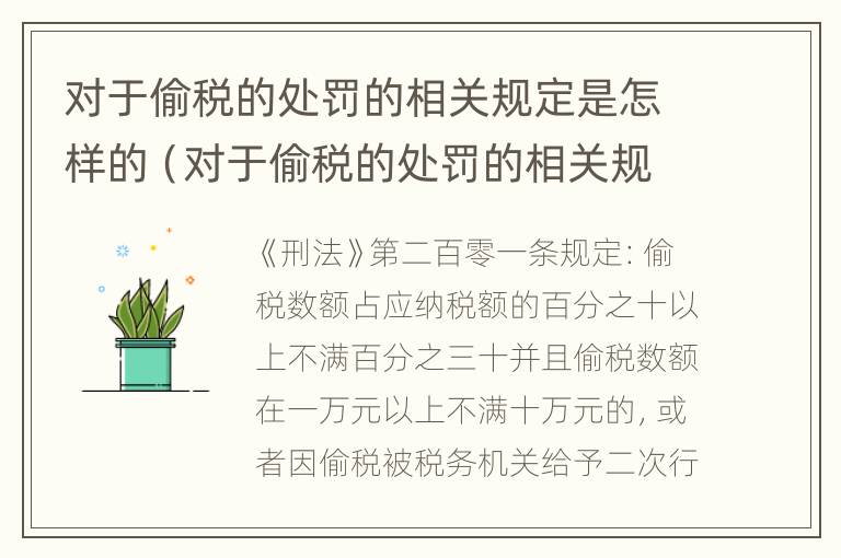 对于偷税的处罚的相关规定是怎样的（对于偷税的处罚的相关规定是怎样的呢）