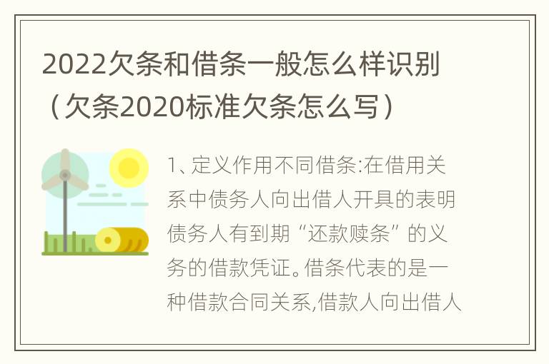 2022欠条和借条一般怎么样识别（欠条2020标准欠条怎么写）