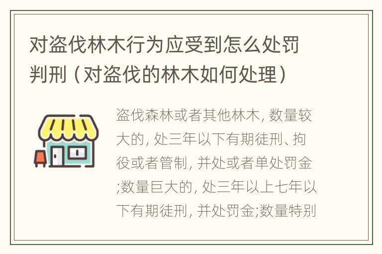 对盗伐林木行为应受到怎么处罚判刑（对盗伐的林木如何处理）