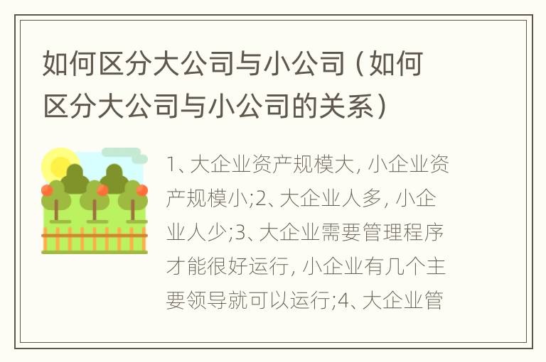 如何区分大公司与小公司（如何区分大公司与小公司的关系）