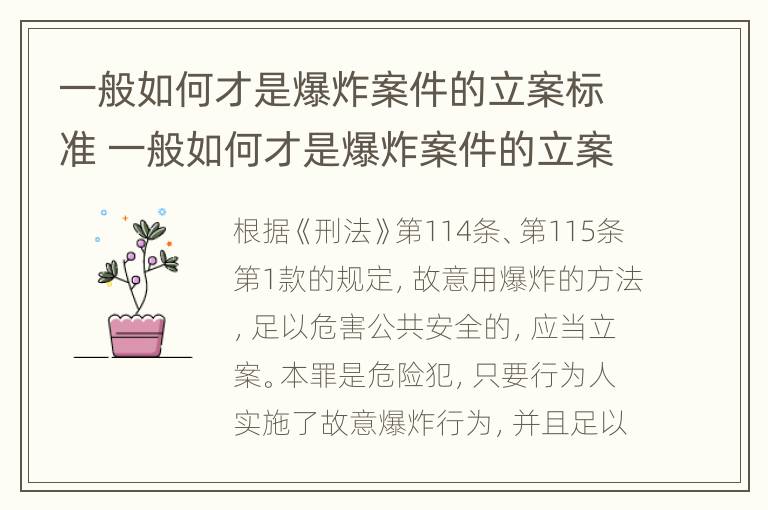 一般如何才是爆炸案件的立案标准 一般如何才是爆炸案件的立案标准呢