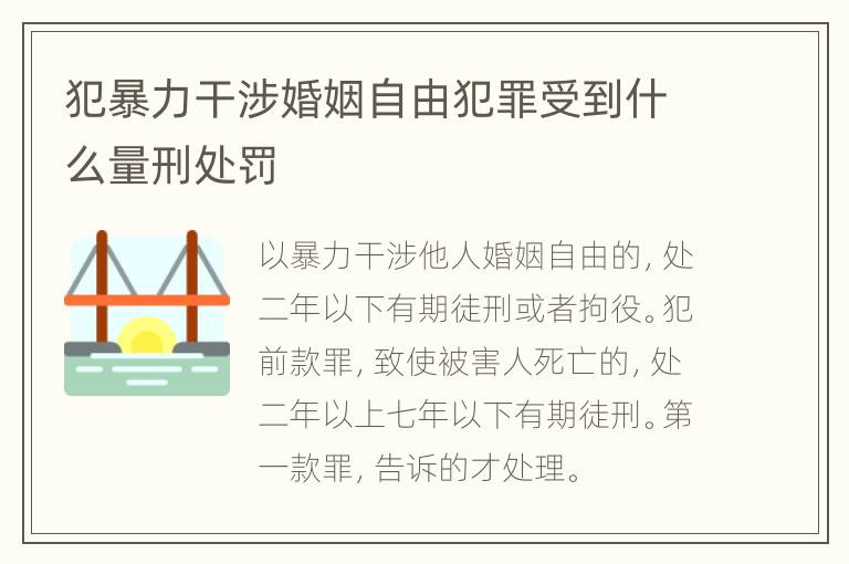 犯暴力干涉婚姻自由犯罪受到什么量刑处罚