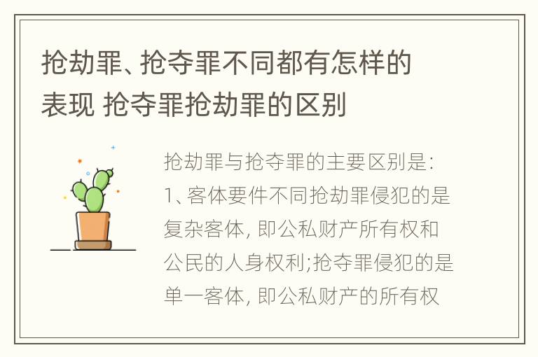 抢劫罪、抢夺罪不同都有怎样的表现 抢夺罪抢劫罪的区别