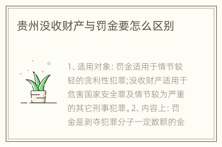 贵州没收财产与罚金要怎么区别