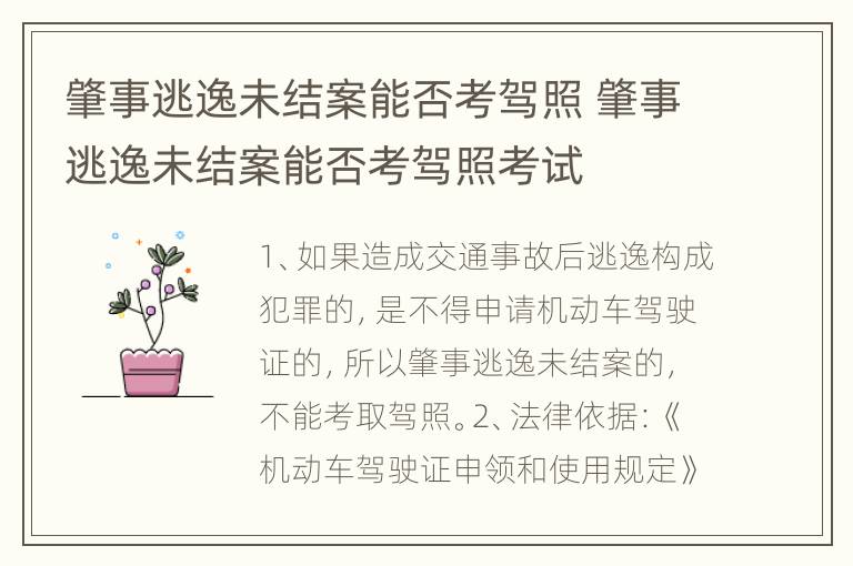 肇事逃逸未结案能否考驾照 肇事逃逸未结案能否考驾照考试