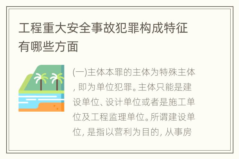 工程重大安全事故犯罪构成特征有哪些方面