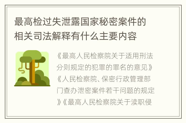 最高检过失泄露国家秘密案件的相关司法解释有什么主要内容