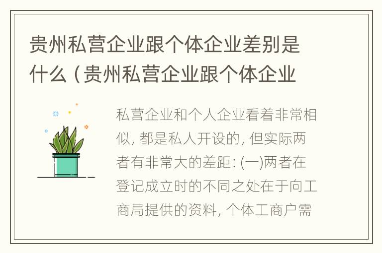 贵州私营企业跟个体企业差别是什么（贵州私营企业跟个体企业差别是什么样的）