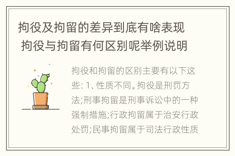 拘役及拘留的差异到底有啥表现 拘役与拘留有何区别呢举例说明