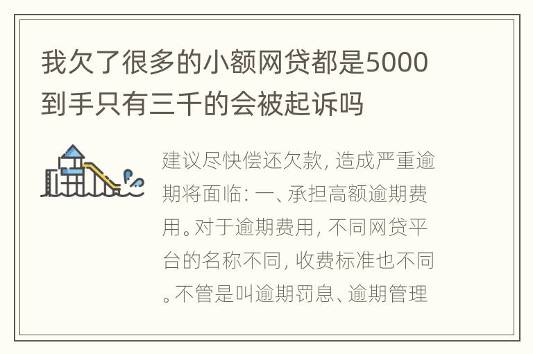 我欠了很多的小额网贷都是5000到手只有三千的会被起诉吗