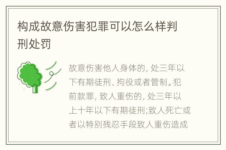 构成故意伤害犯罪可以怎么样判刑处罚