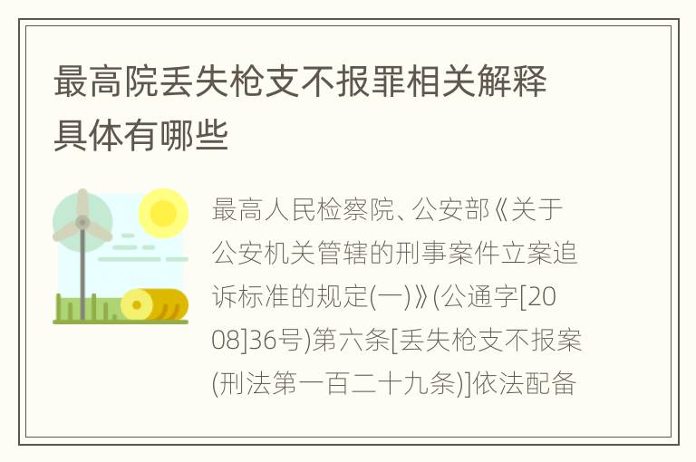 最高院丢失枪支不报罪相关解释具体有哪些