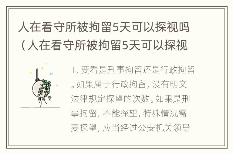 人在看守所被拘留5天可以探视吗（人在看守所被拘留5天可以探视吗视频）