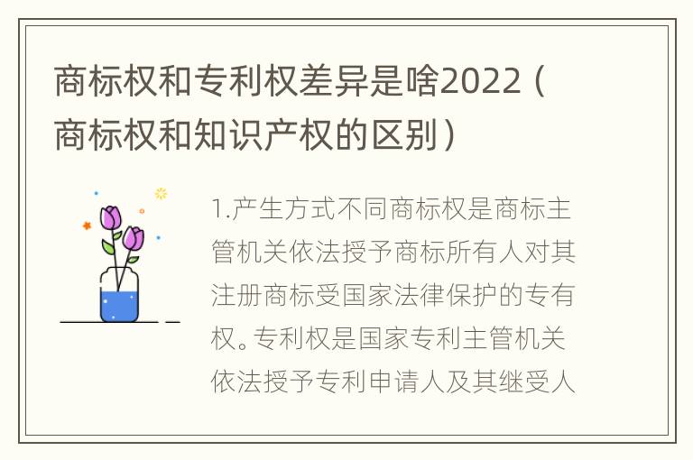 商标权和专利权差异是啥2022（商标权和知识产权的区别）