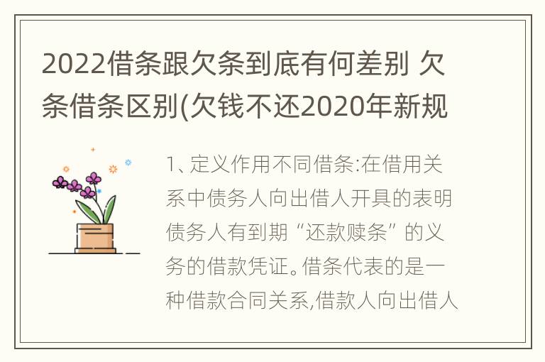 2022借条跟欠条到底有何差别 欠条借条区别(欠钱不还2020年新规 - 法律之家