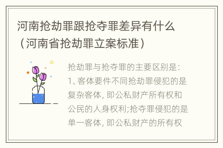 河南抢劫罪跟抢夺罪差异有什么（河南省抢劫罪立案标准）