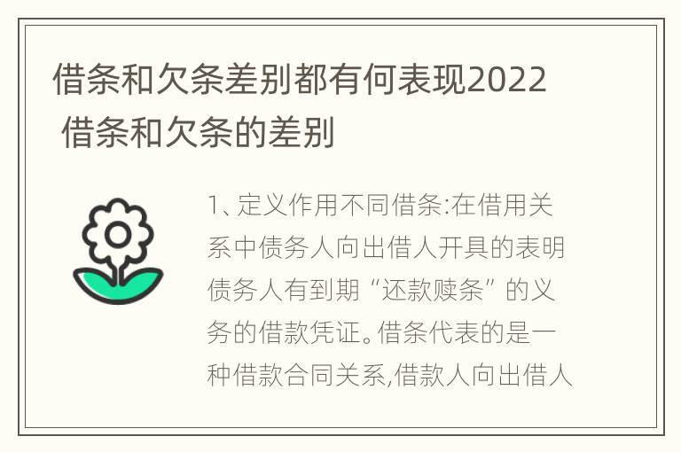 借条和欠条差别都有何表现2022 借条和欠条的差别