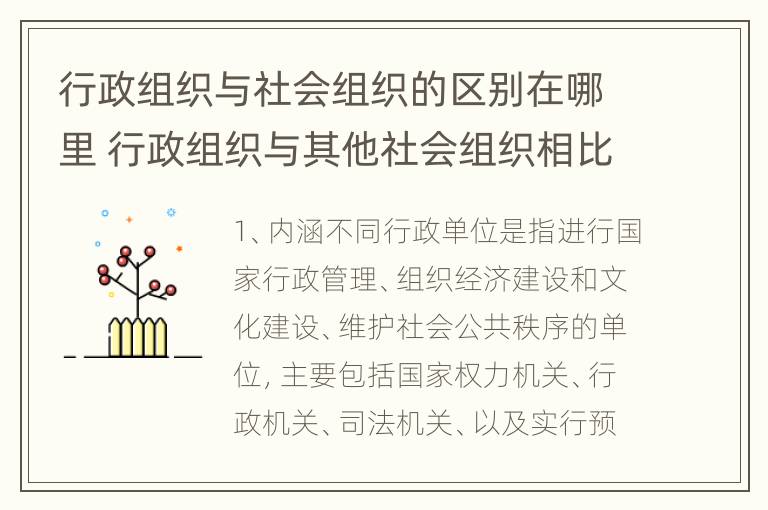 行政组织与社会组织的区别在哪里 行政组织与其他社会组织相比有什么不同