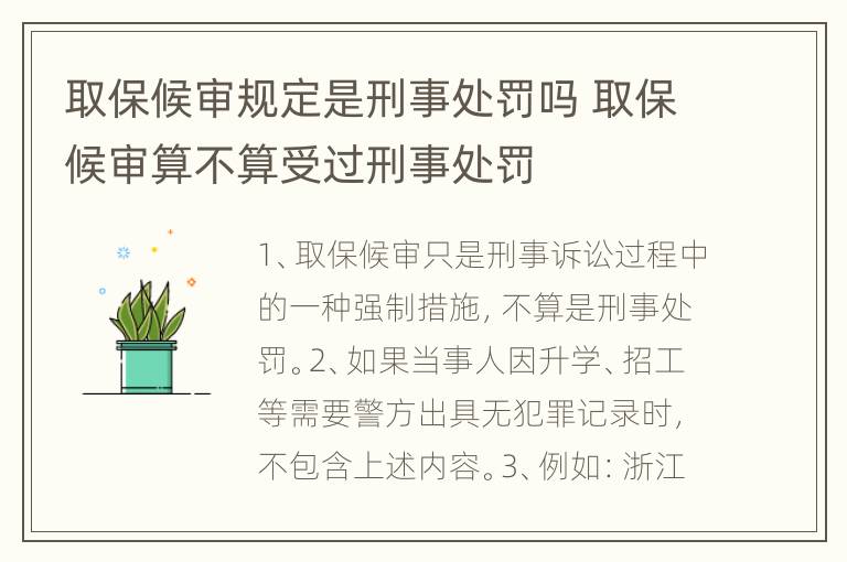 取保候审规定是刑事处罚吗 取保候审算不算受过刑事处罚