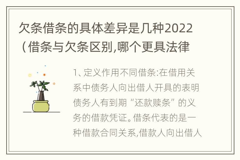 欠条借条的具体差异是几种2022（借条与欠条区别,哪个更具法律）