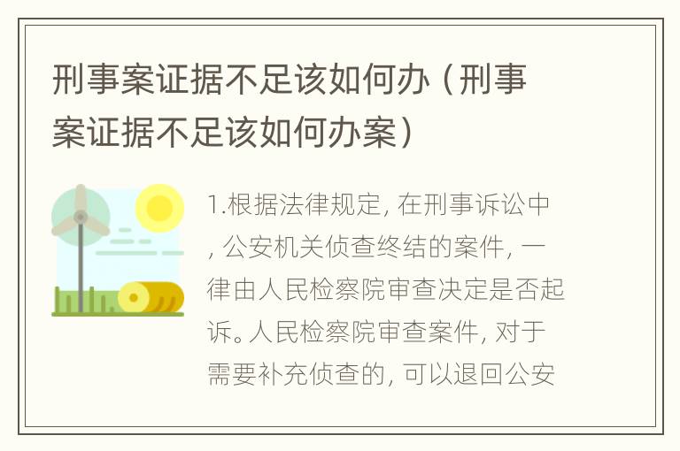 刑事案证据不足该如何办（刑事案证据不足该如何办案）