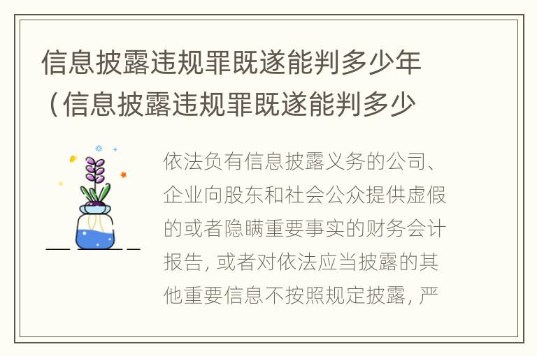 信息披露违规罪既遂能判多少年（信息披露违规罪既遂能判多少年徒刑）