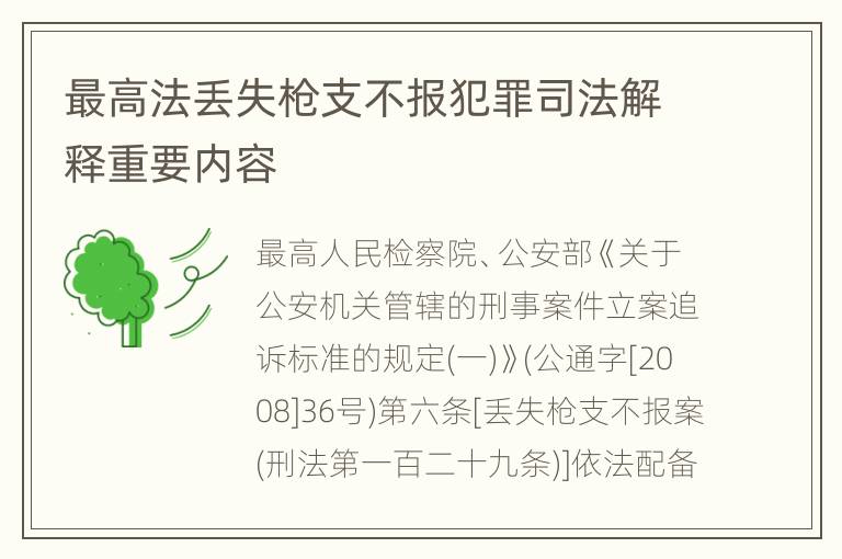 最高法丢失枪支不报犯罪司法解释重要内容