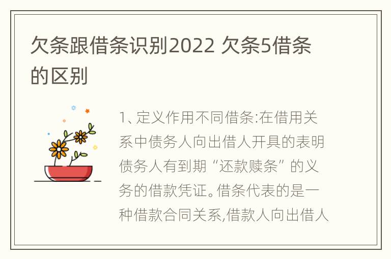 欠条跟借条识别2022 欠条5借条的区别