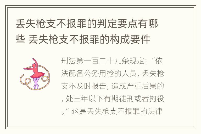 丢失枪支不报罪的判定要点有哪些 丢失枪支不报罪的构成要件