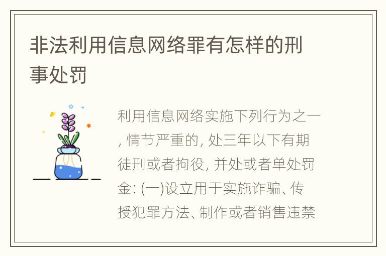 非法利用信息网络罪有怎样的刑事处罚