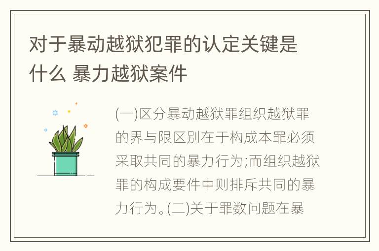 对于暴动越狱犯罪的认定关键是什么 暴力越狱案件