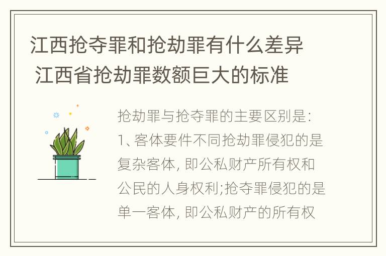 江西抢夺罪和抢劫罪有什么差异 江西省抢劫罪数额巨大的标准