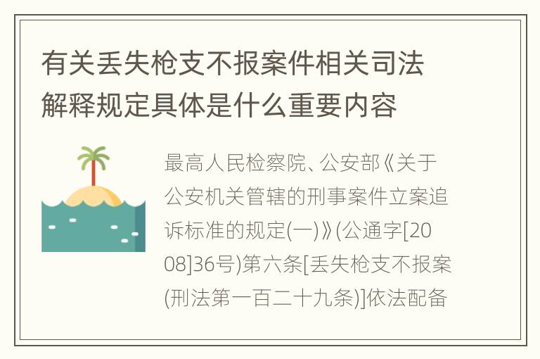 有关丢失枪支不报案件相关司法解释规定具体是什么重要内容