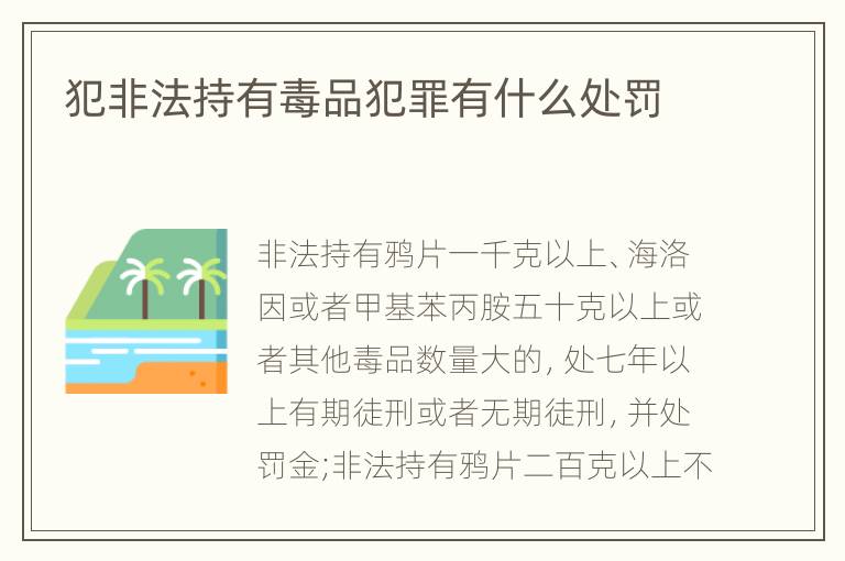 犯非法持有毒品犯罪有什么处罚