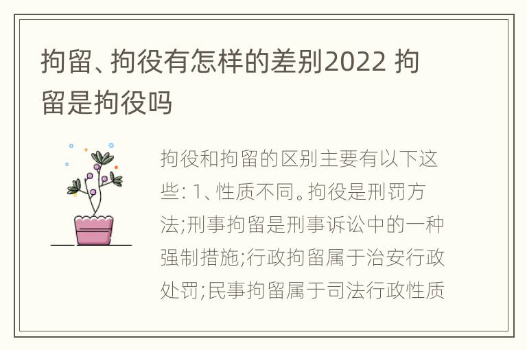 拘留、拘役有怎样的差别2022 拘留是拘役吗