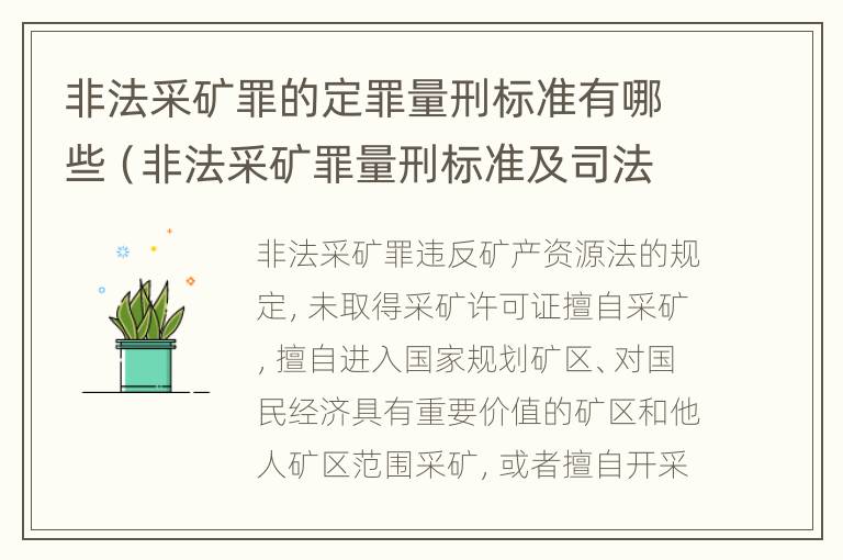 非法采矿罪的定罪量刑标准有哪些（非法采矿罪量刑标准及司法解释）