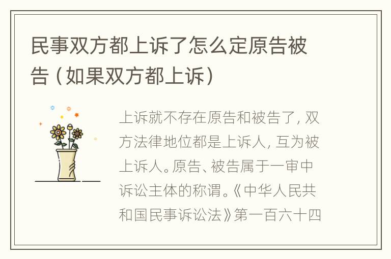 民事双方都上诉了怎么定原告被告（如果双方都上诉）