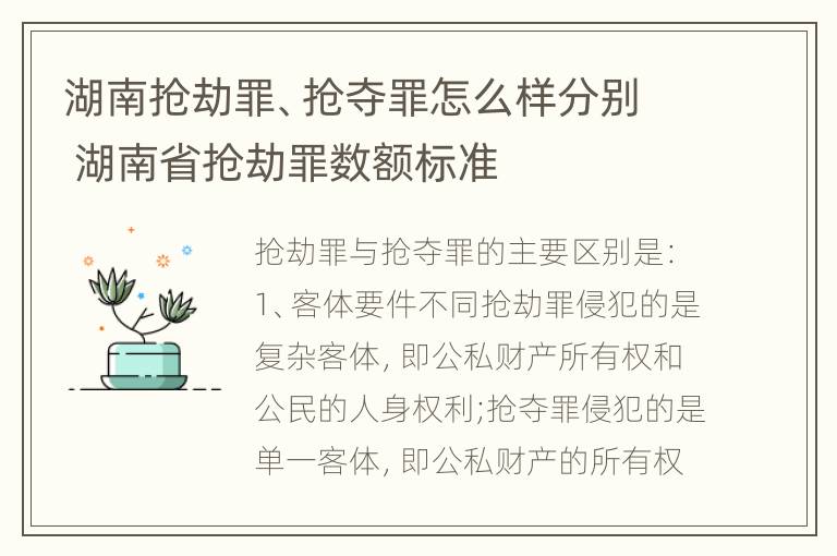 湖南抢劫罪、抢夺罪怎么样分别 湖南省抢劫罪数额标准