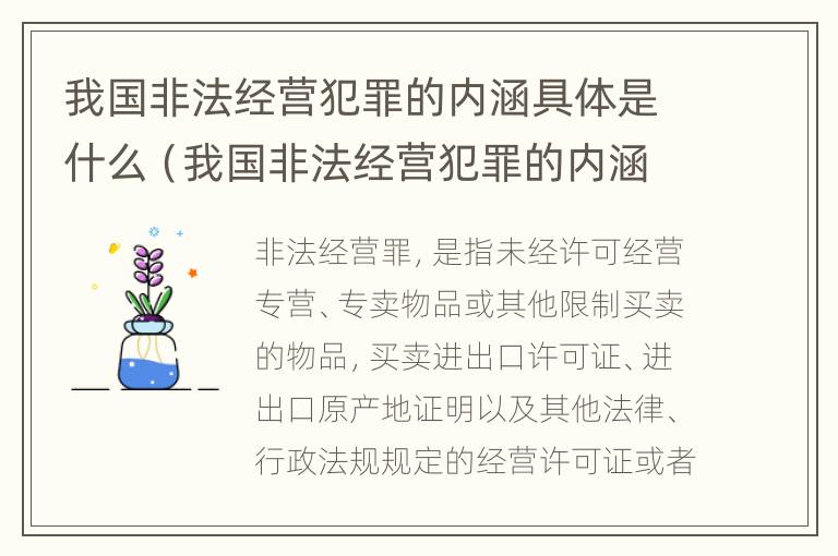 我国非法经营犯罪的内涵具体是什么（我国非法经营犯罪的内涵具体是什么内容）